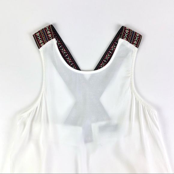 MOD Boutique Woven Embroidery Criss Cross Flounce Tank - Picture 3 of 6